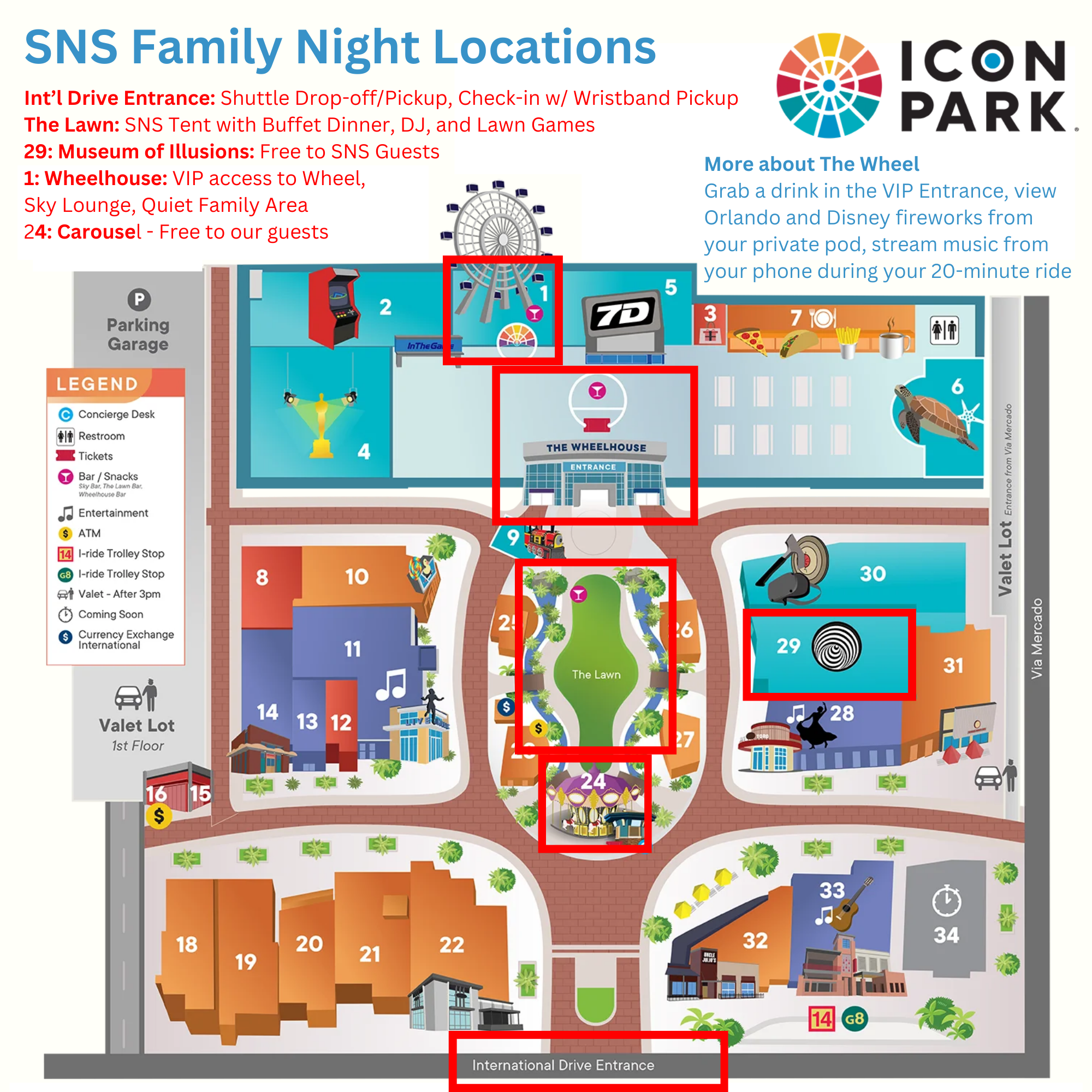 ICON Park Map for Family Night